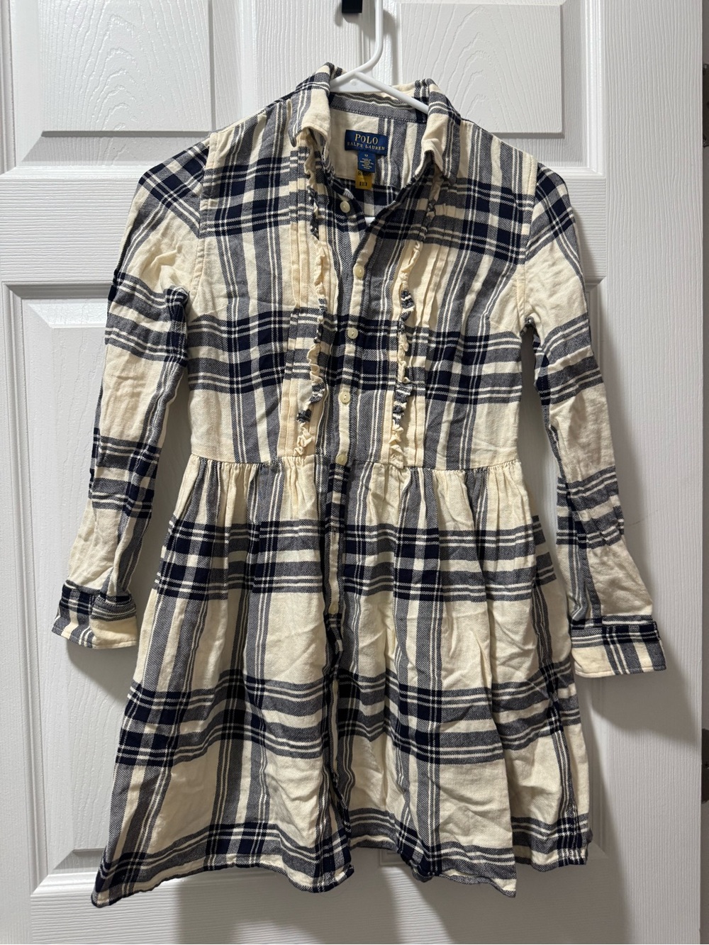 Polo by Ralph Lauren Navy & Cream Plaid Button-Front Dress